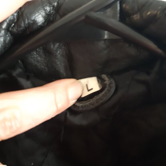 Rare Vintage Black Leather Bicker Jacket Great Seal of Oklahoma 1907 Snaps Large - Picture 13 of 17